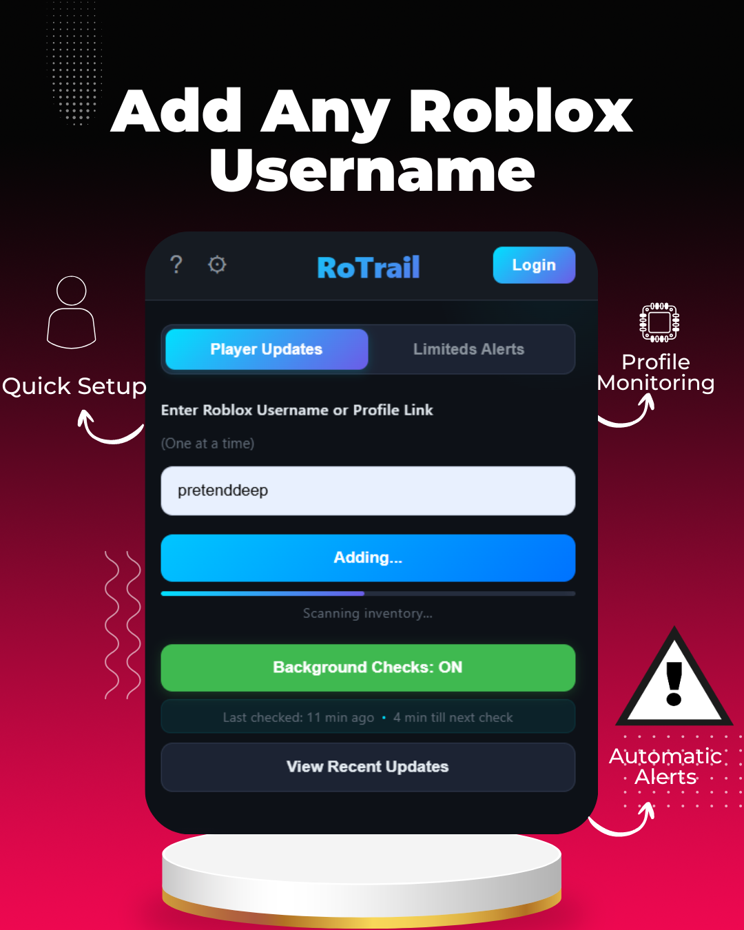 RoTrail Roblox username change and friend list update notifications