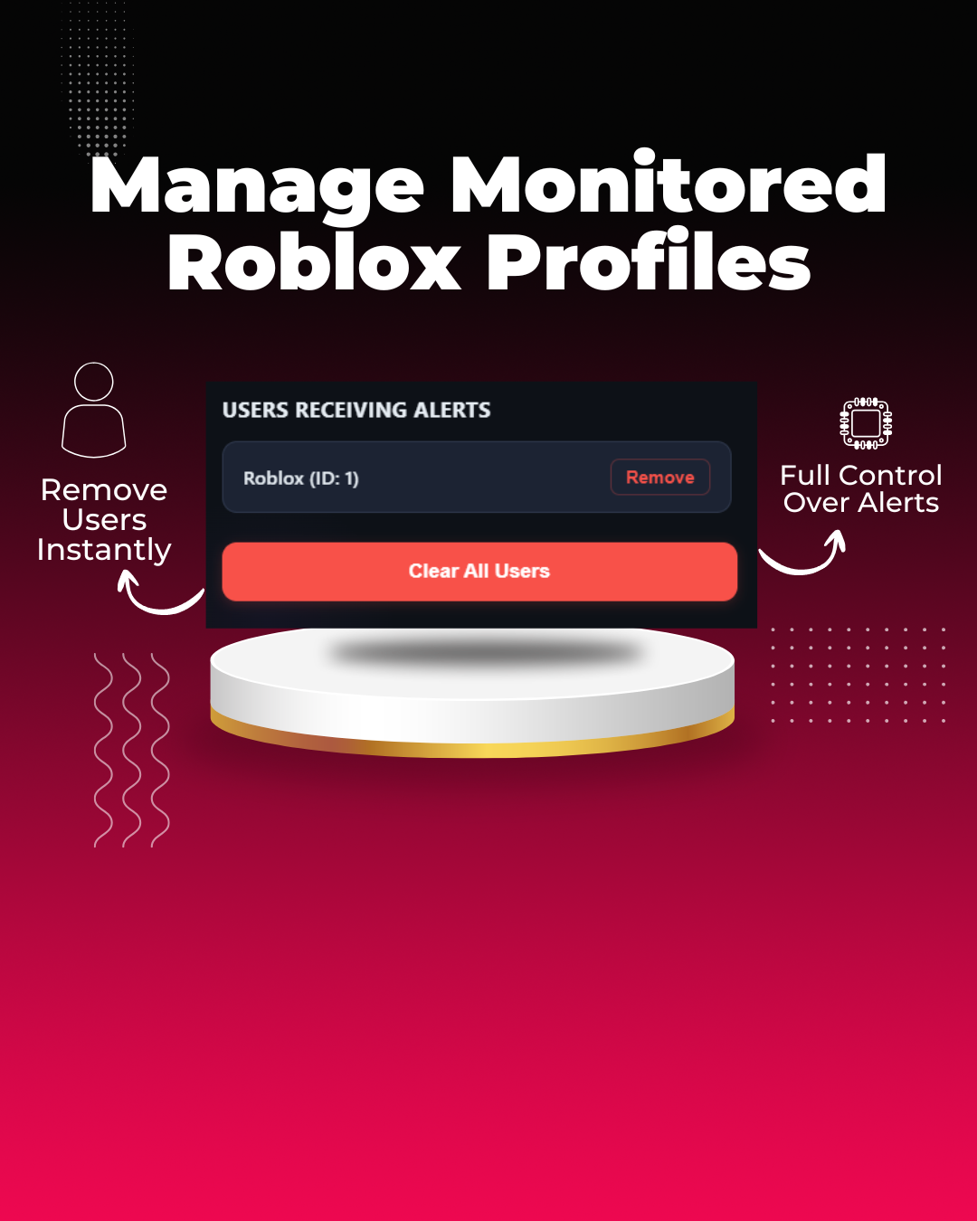 RoTrail alert filter options for tracking Roblox profile changes by type